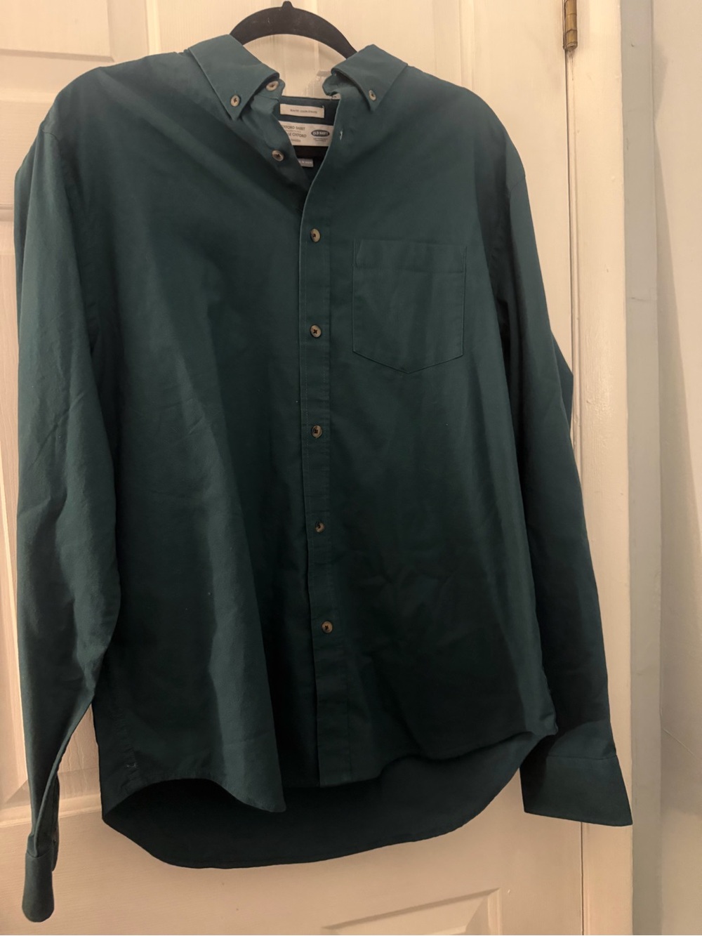 Old Navy Men’s Large Slim Fit Oxford Shirt NWT Dark Green Stretch Button Down